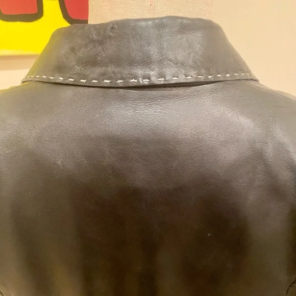Lamb leather jacket. Size Medium, black. - Picture 5 of 10